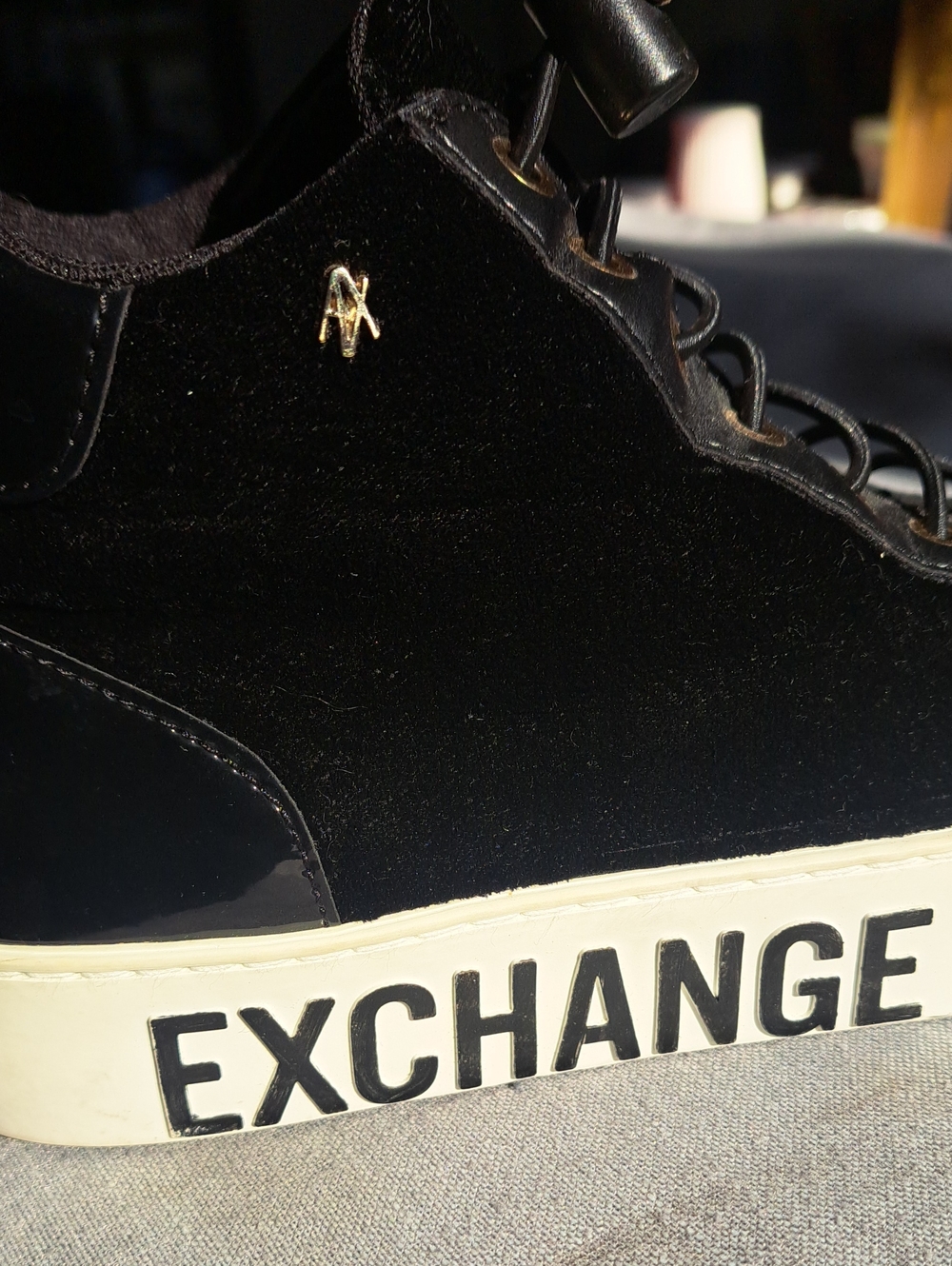 Giorgio Armani Black Velvet Sneakers - Picture 6 of 8